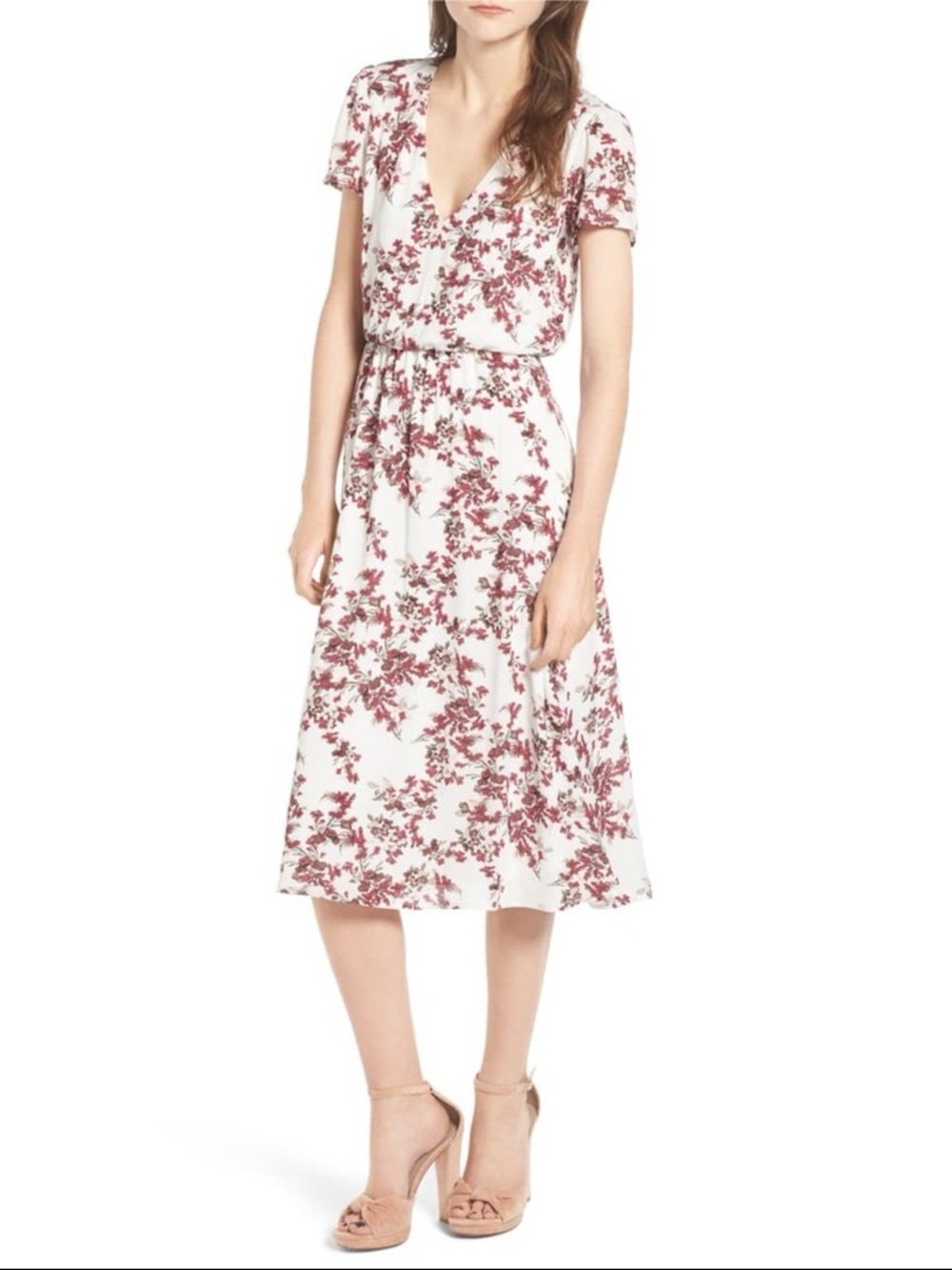 Wayf Blouson Floral Midi Dress size Medium